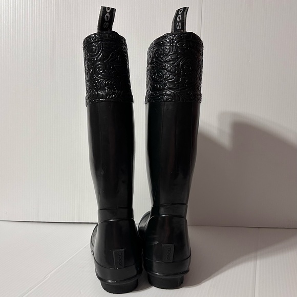 BOGS #52323 ANNE black tall waterproof rain boots women size 7 - Picture 6 of 13